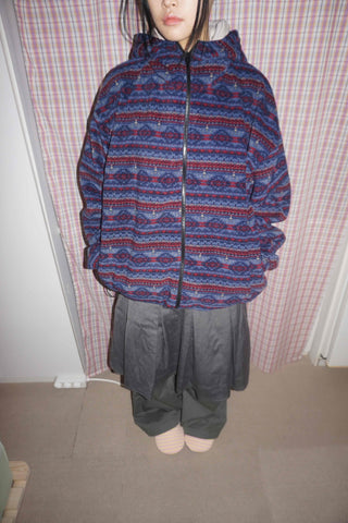 Retro Pattern Loose Fit Full-Zip Fleece Jacket