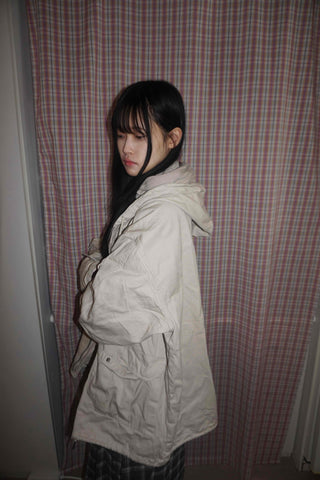 Washed Collar Midi Length Field Jacket