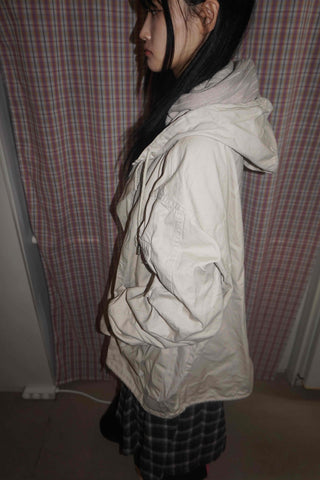 Washed Collar Midi Length Field Jacket