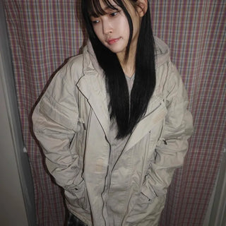Washed Collar Midi Length Field Jacket