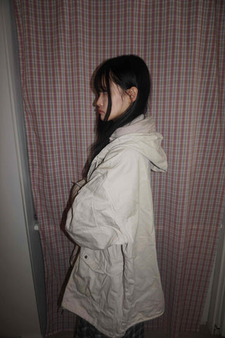 Washed Collar Midi Length Field Jacket