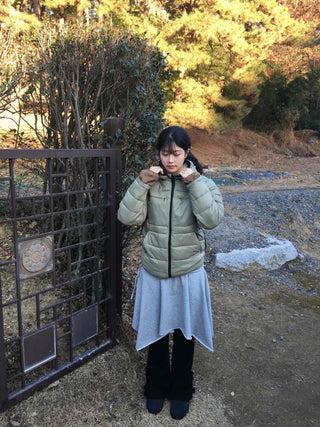 Soft Short Puff Sleeve Hooded Padded Jumper
