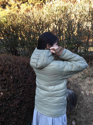 Soft Short Puff Sleeve Hooded Padded Jumper