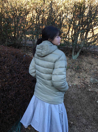 Soft Short Puff Sleeve Hooded Padded Jumper