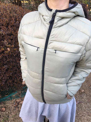 Soft Short Puff Sleeve Hooded Padded Jumper