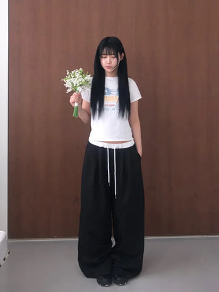 Soel Contrast Two Pintuck Wide Slacks