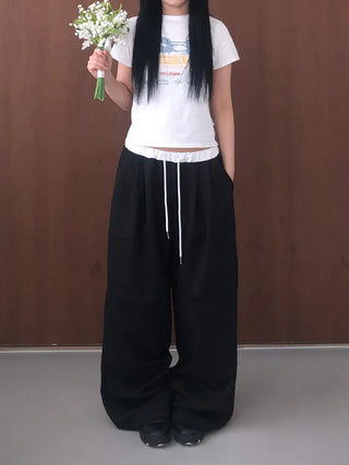Soel Contrast Two Pintuck Wide Slacks