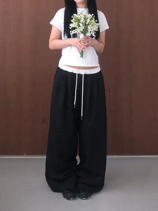 Soel Contrast Two Pintuck Wide Slacks
