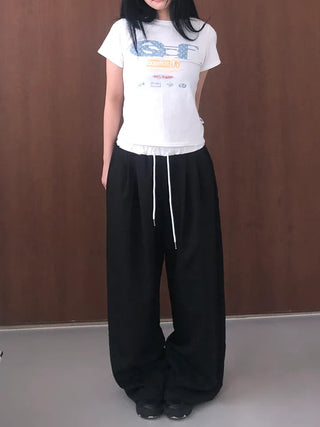 Soel Contrast Two Pintuck Wide Slacks