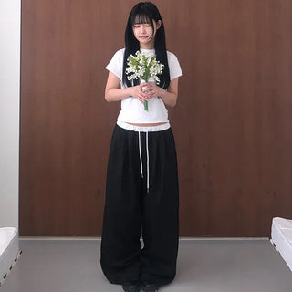 Soel Contrast Two Pintuck Wide Slacks