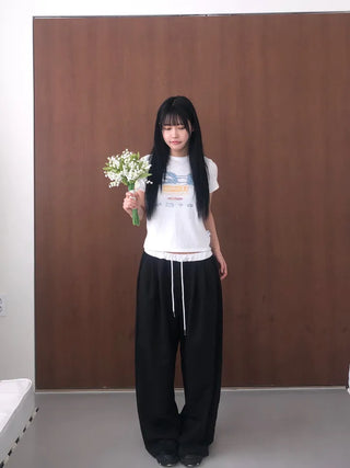 Soel Contrast Two Pintuck Wide Slacks