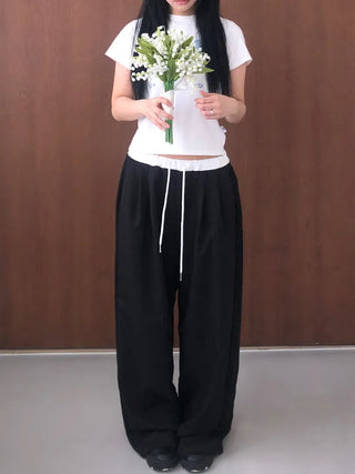 Soel Contrast Two Pintuck Wide Slacks