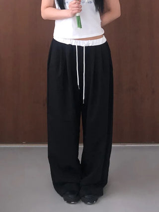 Soel Contrast Two Pintuck Wide Slacks