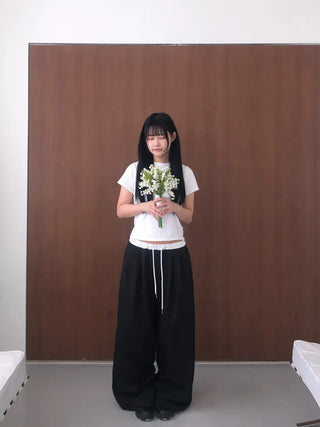 Soel Contrast Two Pintuck Wide Slacks