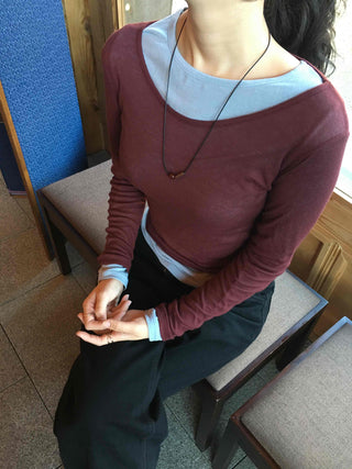 See-through Slim Crop Long Sleeve T-shirt