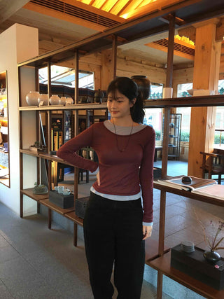 See-through Slim Crop Long Sleeve T-shirt