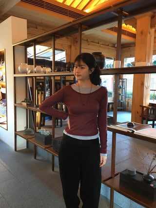 See-through Slim Crop Long Sleeve T-shirt