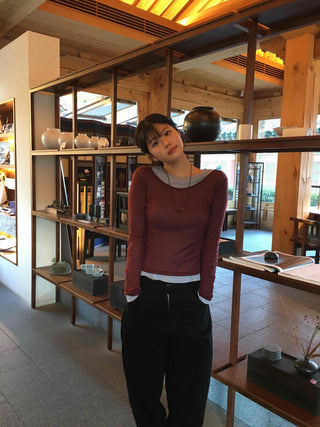 See-through Slim Crop Long Sleeve T-shirt