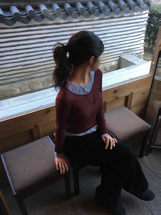 See-through Slim Crop Long Sleeve T-shirt