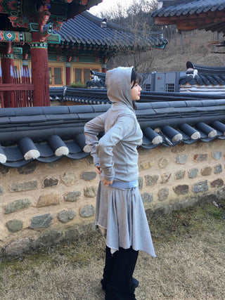 Ribbed Hooded Neck Slim Fit Knit
