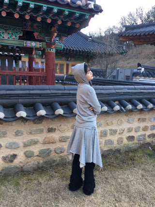 Ribbed Hooded Neck Slim Fit Knit