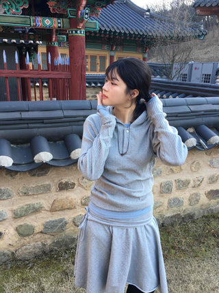 Ribbed Hooded Neck Slim Fit Knit