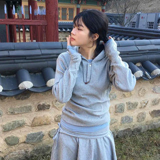 Ribbed Hooded Neck Slim Fit Knit