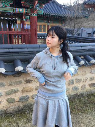 Ribbed Hooded Neck Slim Fit Knit