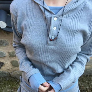 Ribbed Hooded Neck Slim Fit Knit