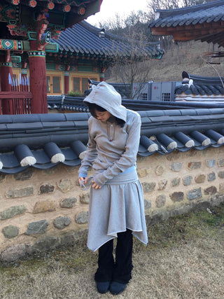 Ribbed Hooded Neck Slim Fit Knit