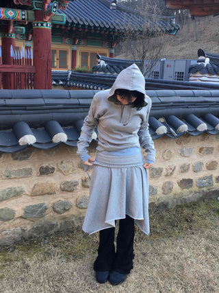 Ribbed Hooded Neck Slim Fit Knit