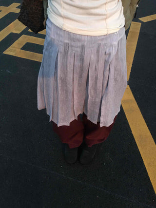High-waisted A-line Pleated Layered Midi Skirt
