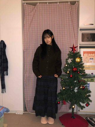 Simple Fit Button Knit Hooded Cardigan