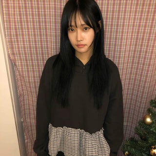 Check Frill Layered Hoodie