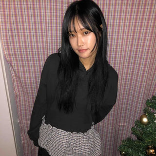 Check Frill Layered Hoodie