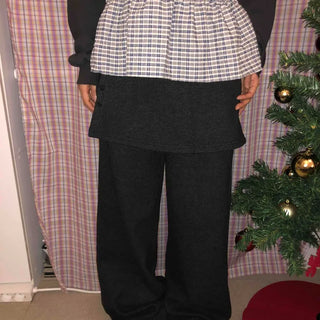 Cozy Elastic Waist Wide Skirt Button Pants