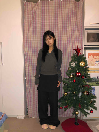 Cozy Elastic Waist Wide Skirt Button Pants