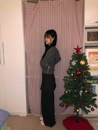 Cozy Elastic Waist Wide Skirt Button Pants
