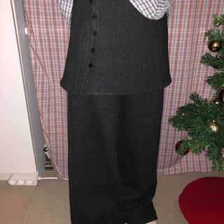 Cozy Elastic Waist Wide Skirt Button Pants
