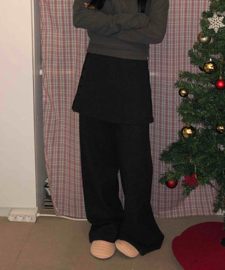 Cozy Elastic Waist Wide Skirt Button Pants