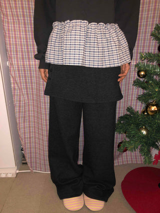 Cozy Elastic Waist Wide Skirt Button Pants