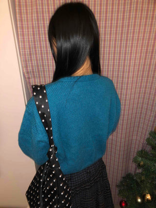Vintage Round Neck Knit Cardigan