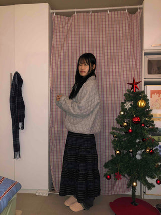 Quilted Pattern Snap Button Loose Fit Quilted Jumper