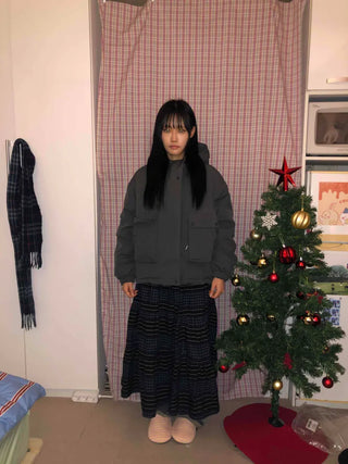 Loose Fit High-Neck Short Padded Jumper