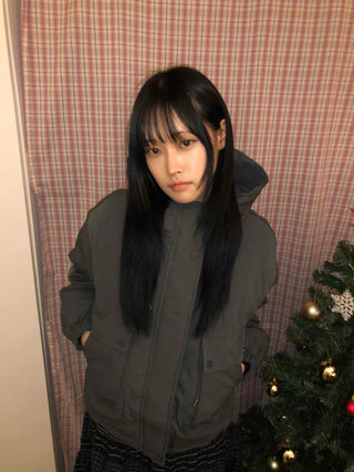 Loose Fit High-Neck Short Padded Jumper
