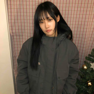 Loose Fit High-Neck Short Padded Jumper