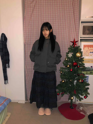 Loose Fit High-Neck Short Padded Jumper