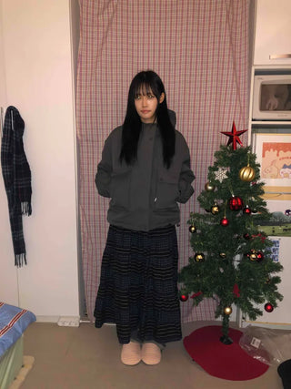 Loose Fit High-Neck Short Padded Jumper