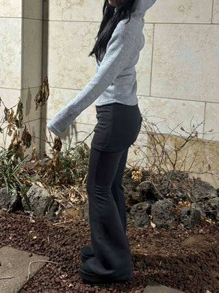 Layered Wrap Skirt Bootcut Pants