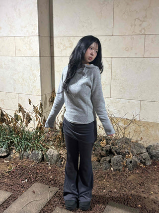 Layered Wrap Skirt Bootcut Pants